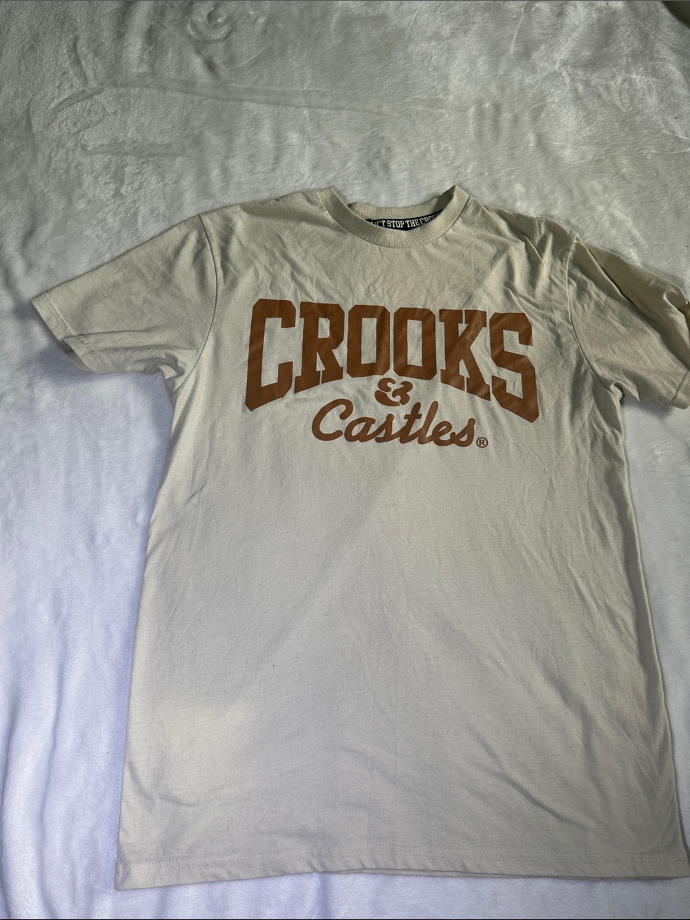 Crooks & Castles Cream Tee with Brown Chest Logo